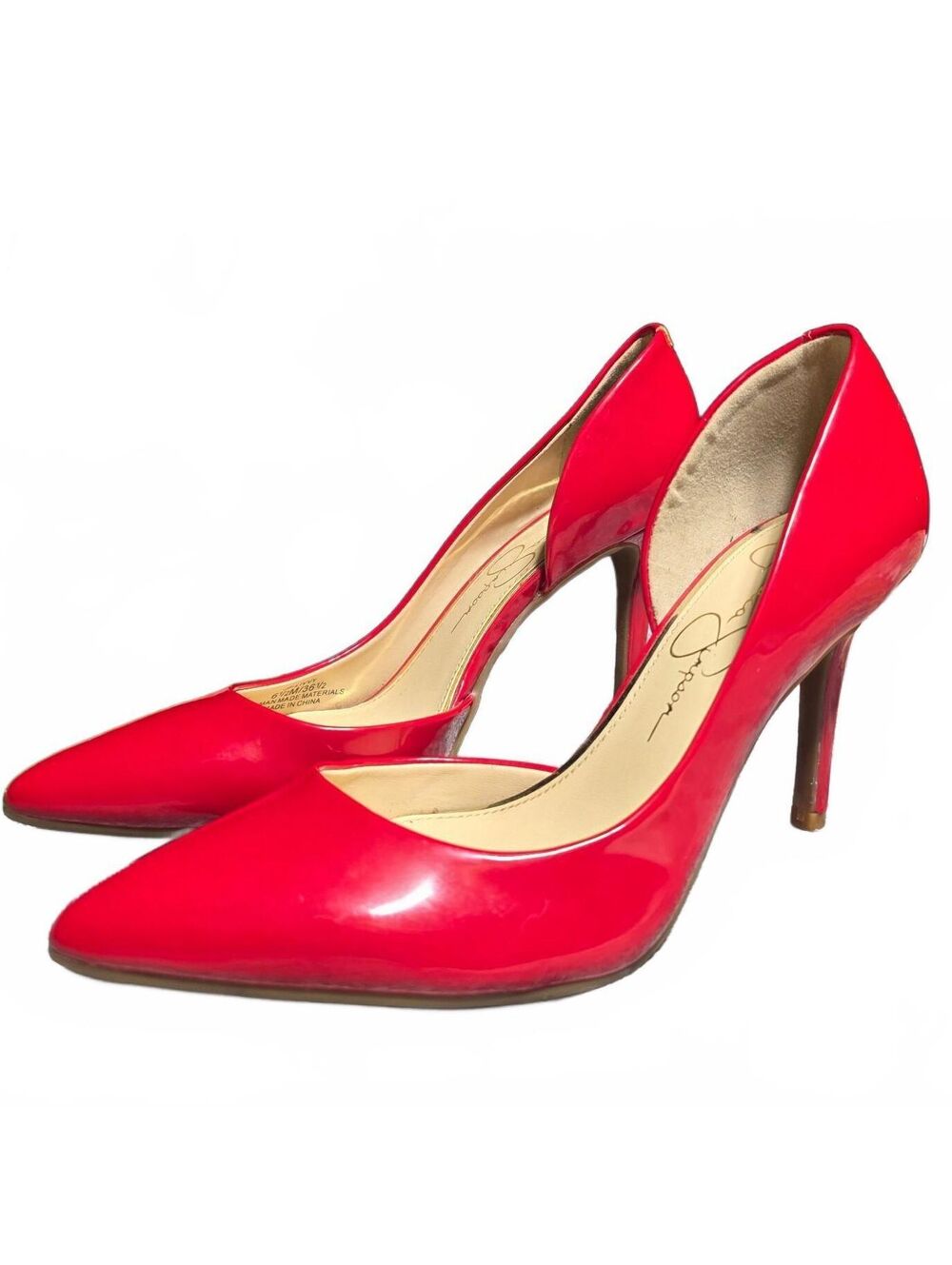 Size 6.5 Jessica Simpson red patent pointed toe pumps